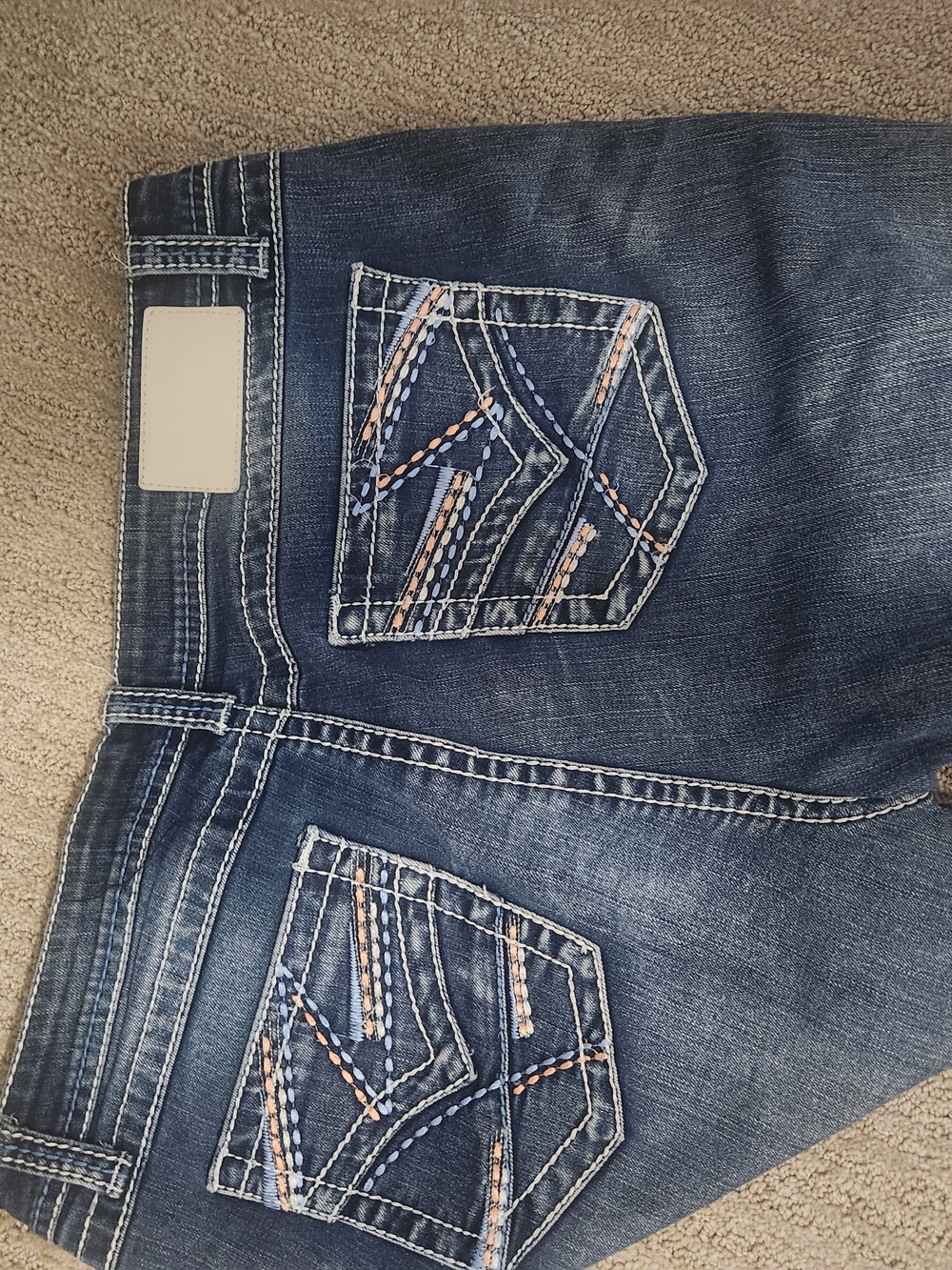 Women’s Dark Blue Denim Jean Shorts with Embroidered Back Pockets